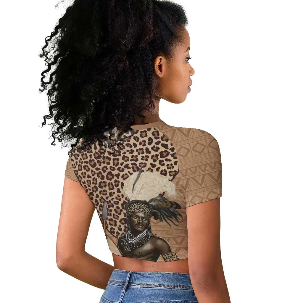 South Africa Zulu People Raglan Cropped T shirt Zulu Warrior - African Pattern LT15