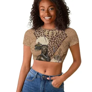 South Africa Zulu People Raglan Cropped T shirt Zulu Warrior - African Pattern LT15