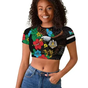 South Sudan Raglan Cropped T shirt African Pattern Hibiscus Floral LT01