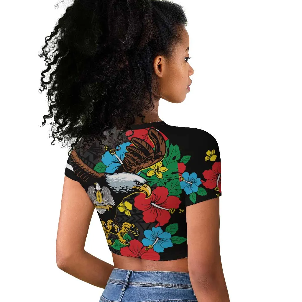 South Sudan Raglan Cropped T shirt African Pattern Hibiscus Floral LT01