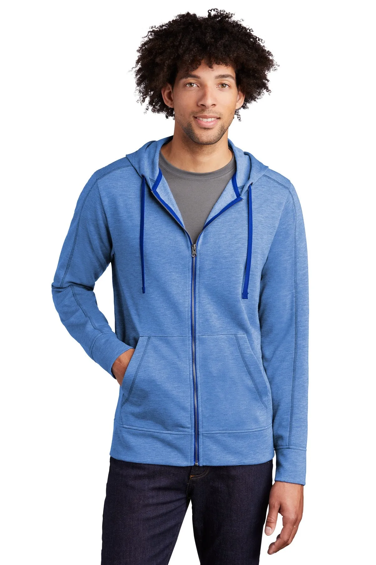 Sport-Tek  PosiCharge  Tri-Blend Wicking Fleece Full-Zip Hooded Jacket ST293 True Royal Heather