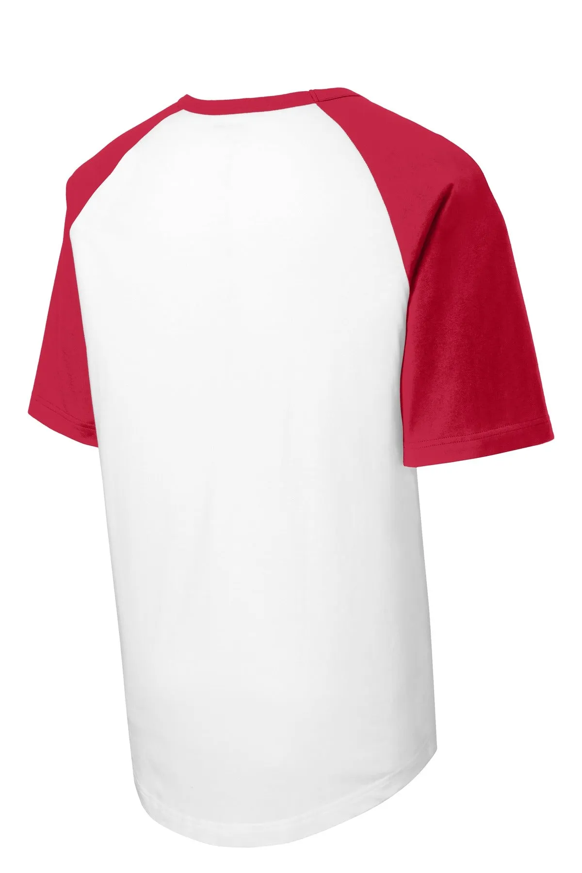 Sport-Tek Short Sleeve Colorblock Raglan Jersey. T201 White/ Red
