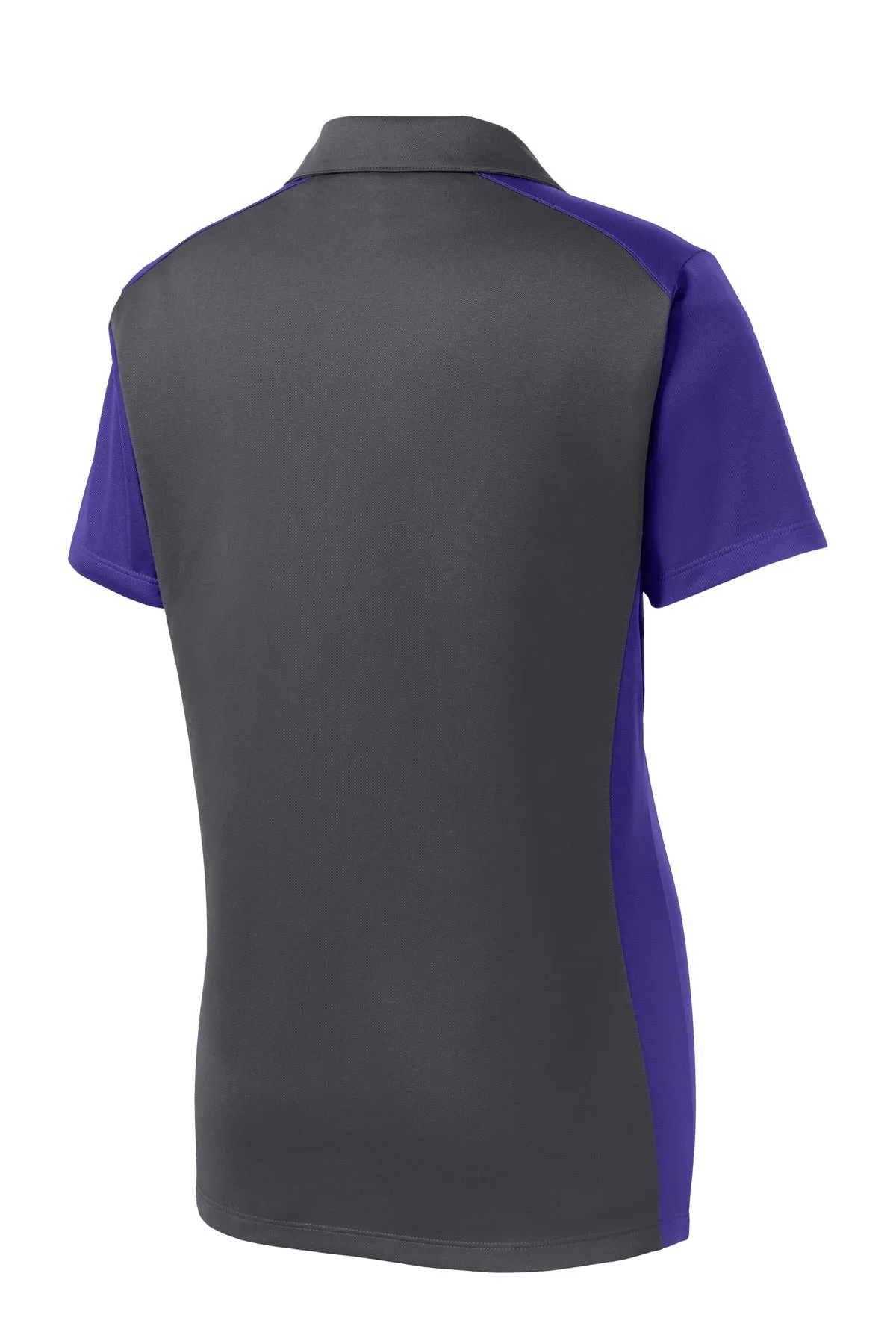 Sport-Tek Women's Colorblock Micropique Sport-Wick Polo. LST652 Iron Grey/ Purple