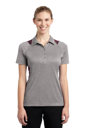 Sport-Tek Women's Heather Colorblock Contender Polo. LST665 Vintage Heather/ Maroon