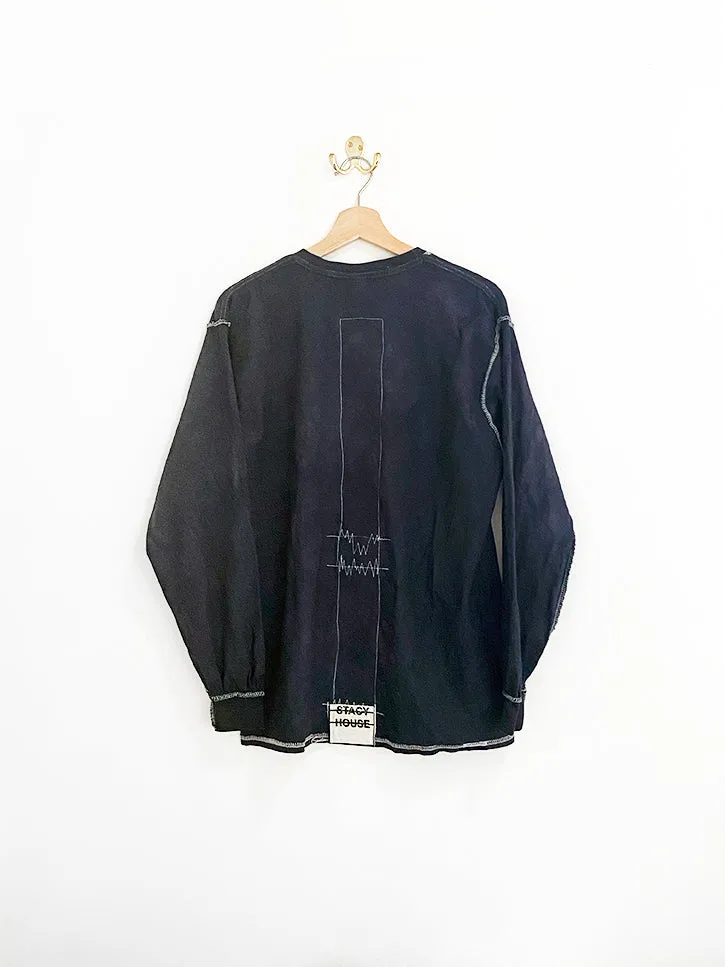 Stacy House Mickey Condom L/S Shirt, Black Tie Dye