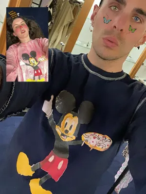 Stacy House Mickey Condom L/S Shirt, Black Tie Dye