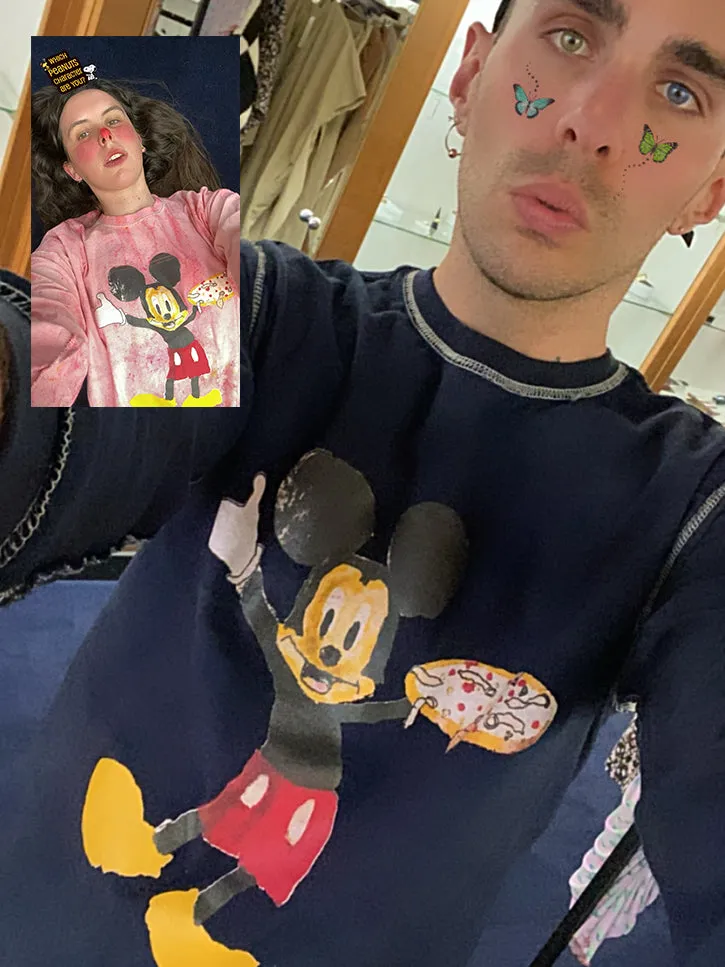 Stacy House Mickey Condom L/S Shirt, Black Tie Dye