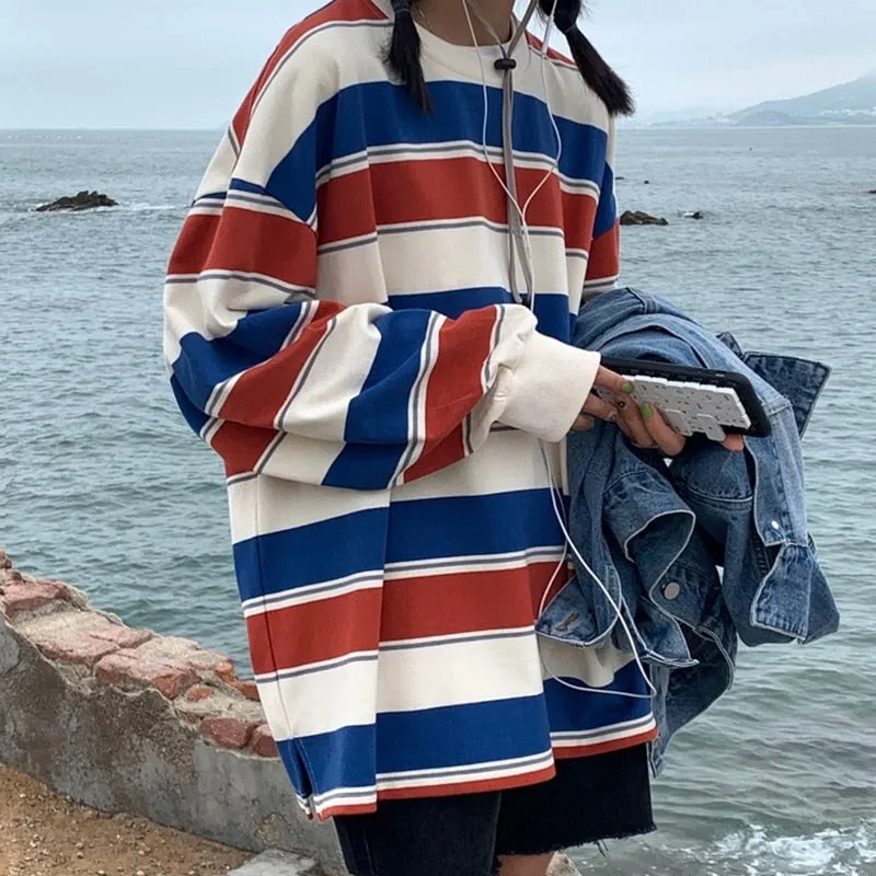Striped Long Sleeve Hoodie