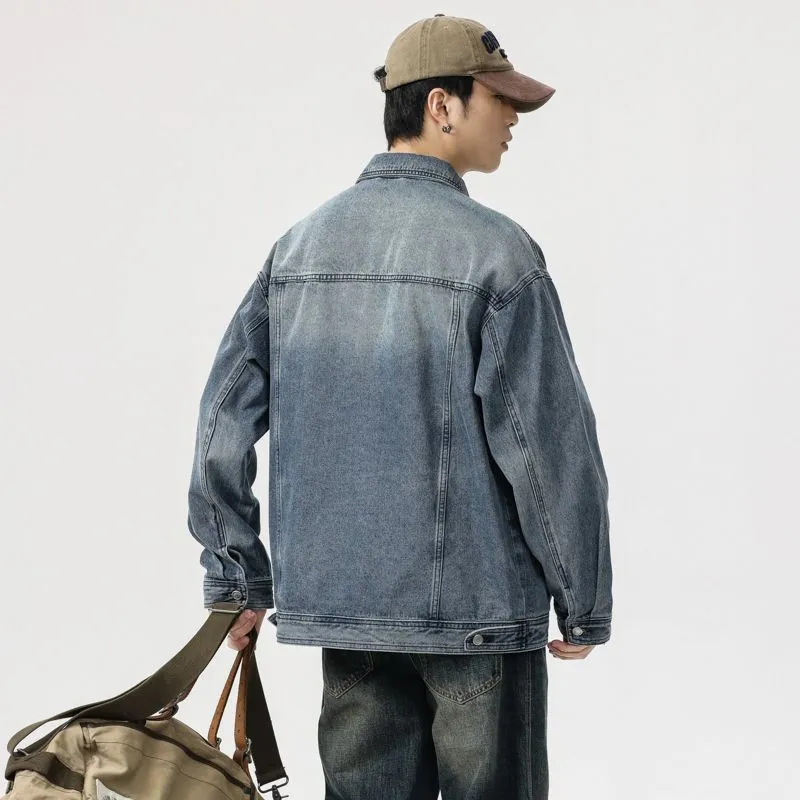 Stylish Relaxed-Fit Color-Blocked Trucker Jacket for Men