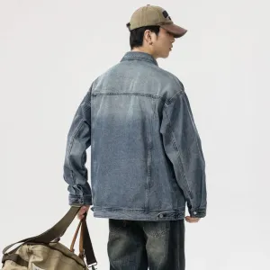 Stylish Relaxed-Fit Color-Blocked Trucker Jacket for Men