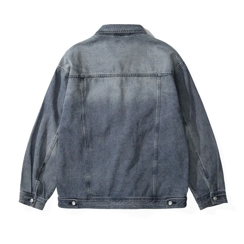 Stylish Relaxed-Fit Color-Blocked Trucker Jacket for Men