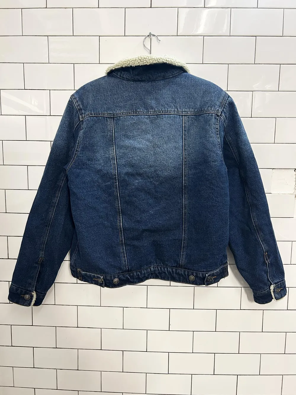 suko jeans sherpa lined denim trucker jacket