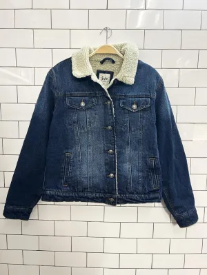 suko jeans sherpa lined denim trucker jacket