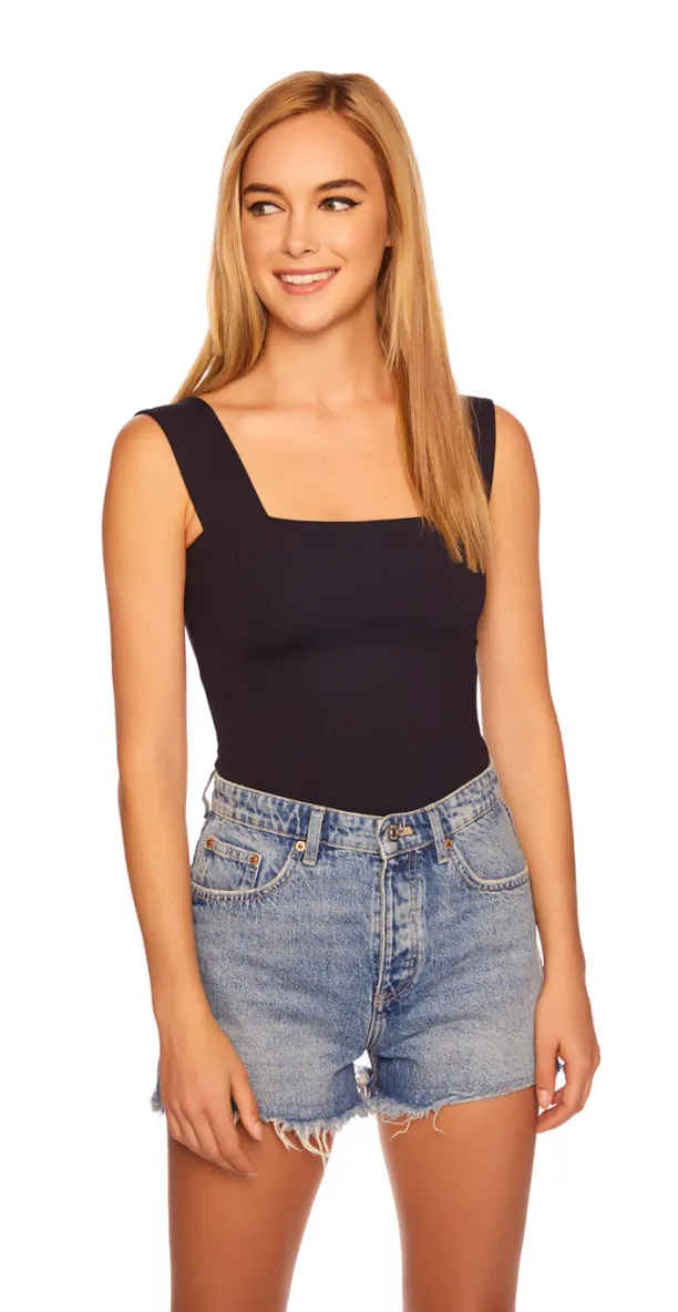 Susana Monaco/ Essential Wide Strap Tank Top 8"/ Midnight