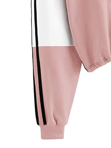 SweatyRocks Women's Colorblock Hoodie Crop Top