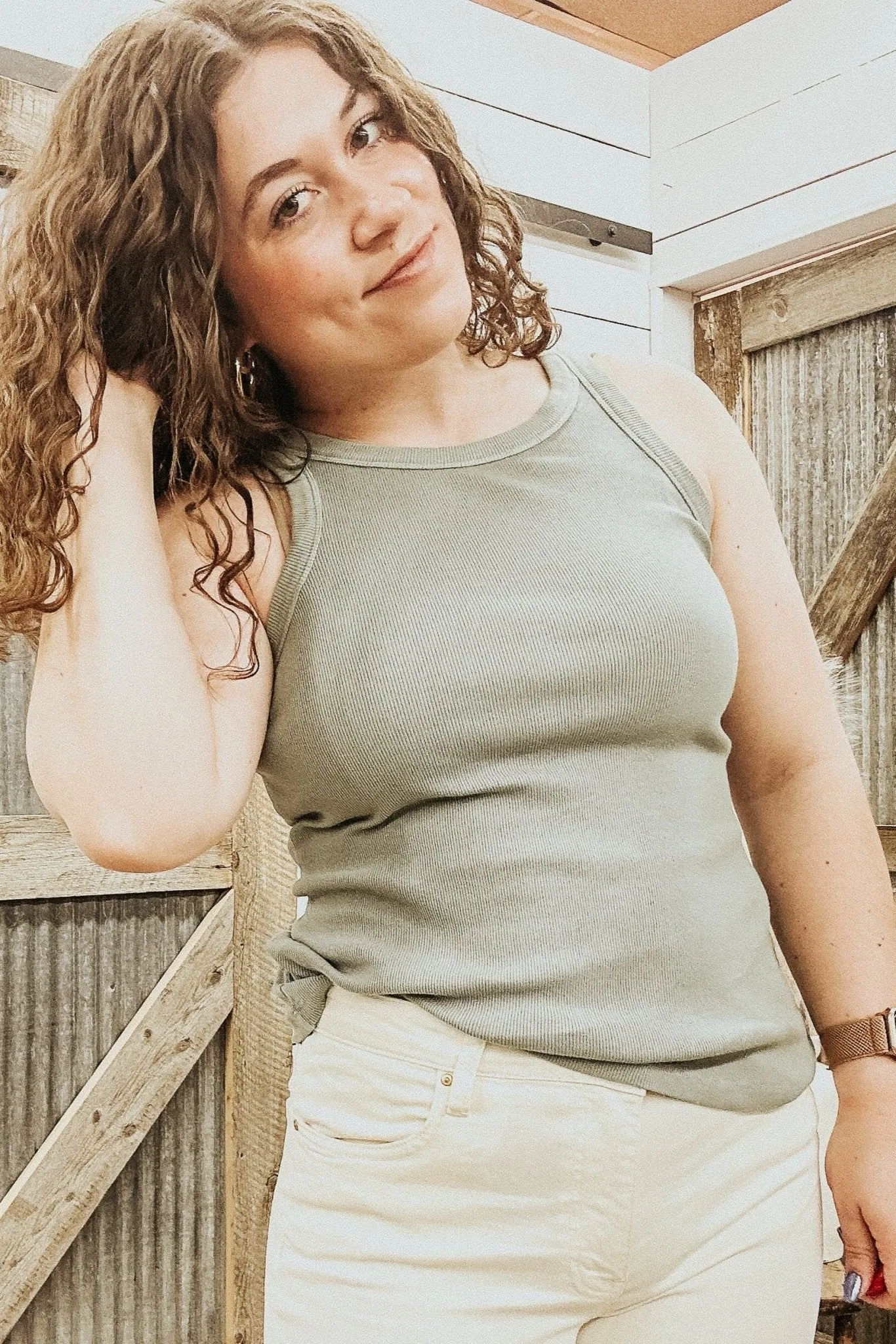 Tamia Racerback Tank Iceberg Green