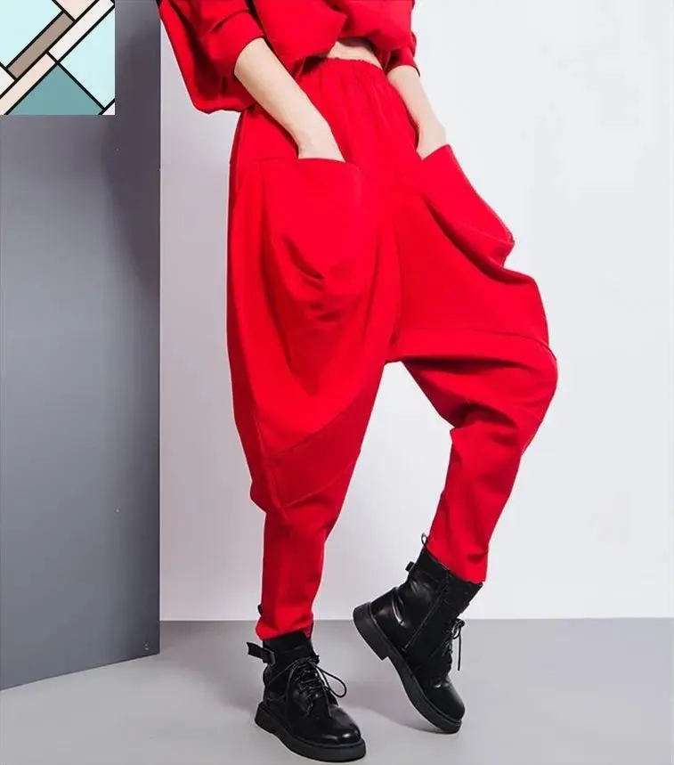 Tanaka Pocket High Waist Harem Pants - Red by Marigold Shadows