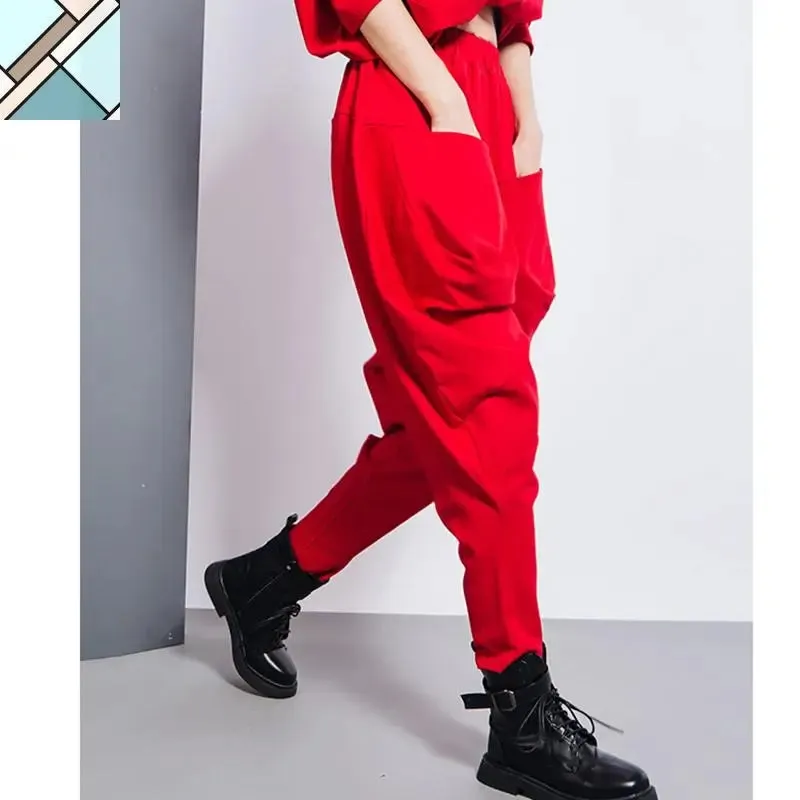Tanaka Pocket High Waist Harem Pants - Red by Marigold Shadows
