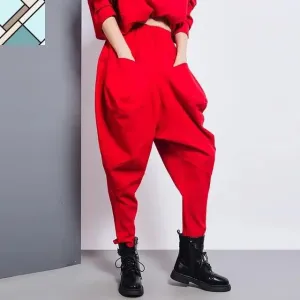 Tanaka Pocket High Waist Harem Pants - Red by Marigold Shadows