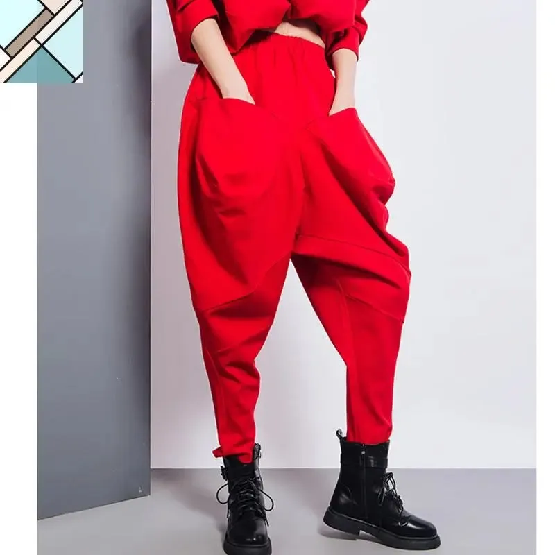 Tanaka Pocket High Waist Harem Pants - Red by Marigold Shadows