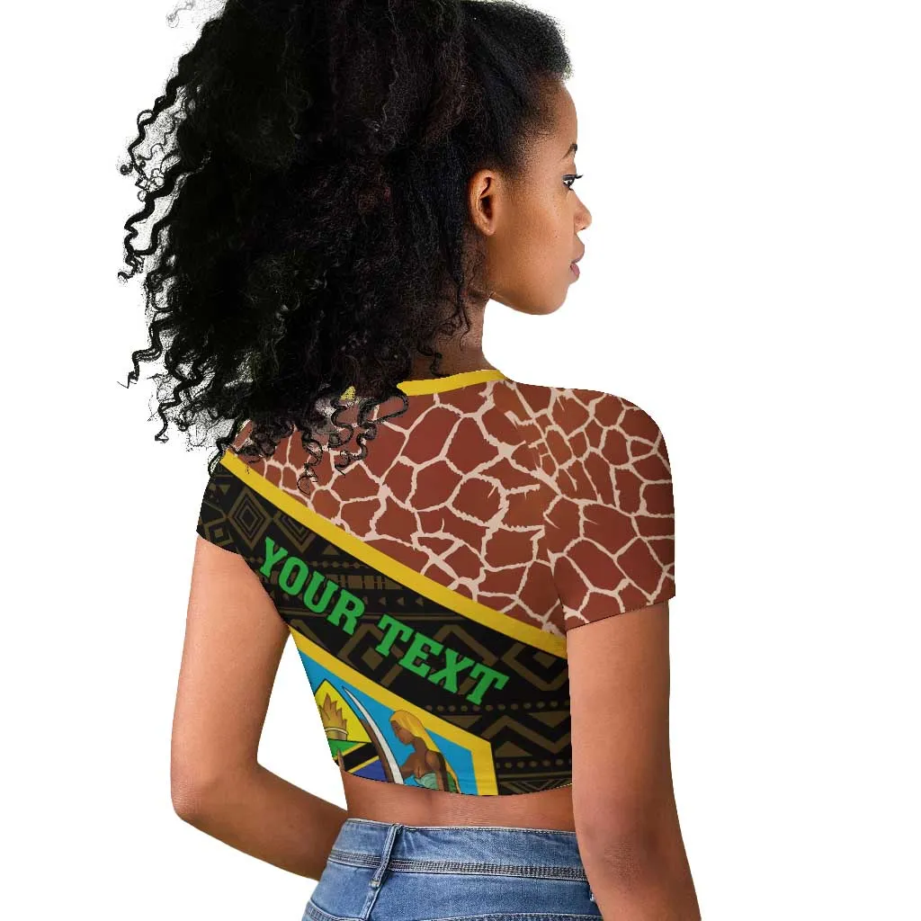 Tanzania Union Day 2024 Raglan Cropped T shirt Uhuru na Umoja Giraffe Pattern LT01
