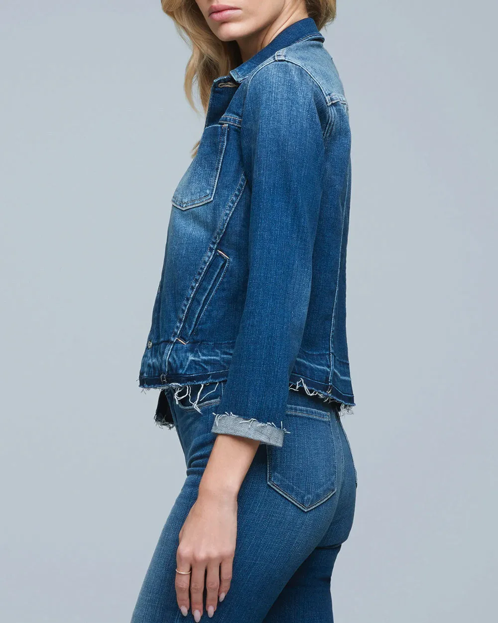 Tatiana Distressed Denim Jacket in Talledega