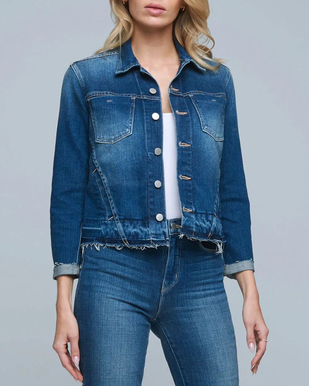 Tatiana Distressed Denim Jacket in Talledega