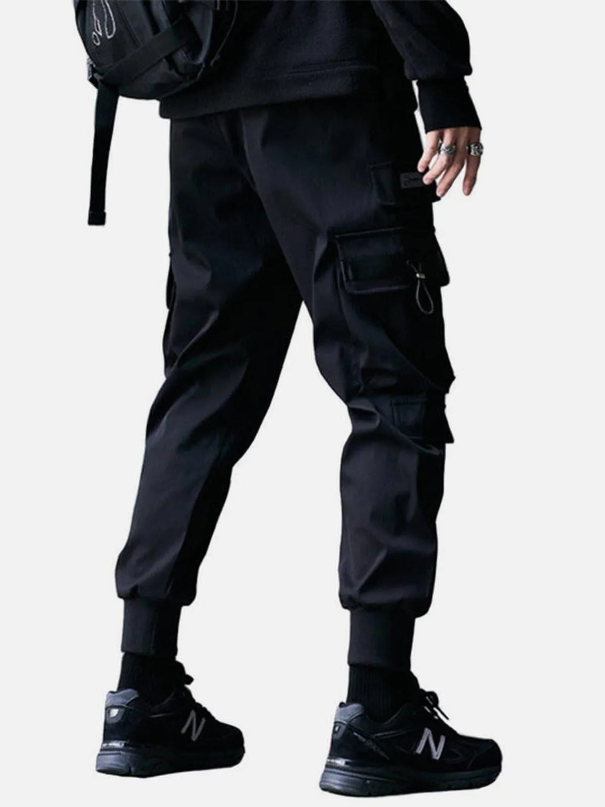 Techwear Big Zipper Pockets Print Thick Fleece Cargo Pants