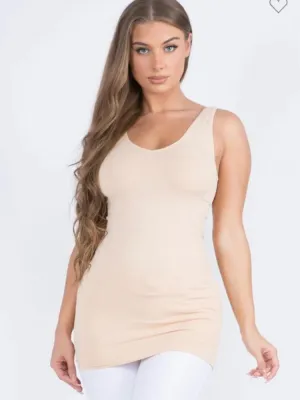 The Becca Reversible V or U Neckline Seamless Tank - Nude