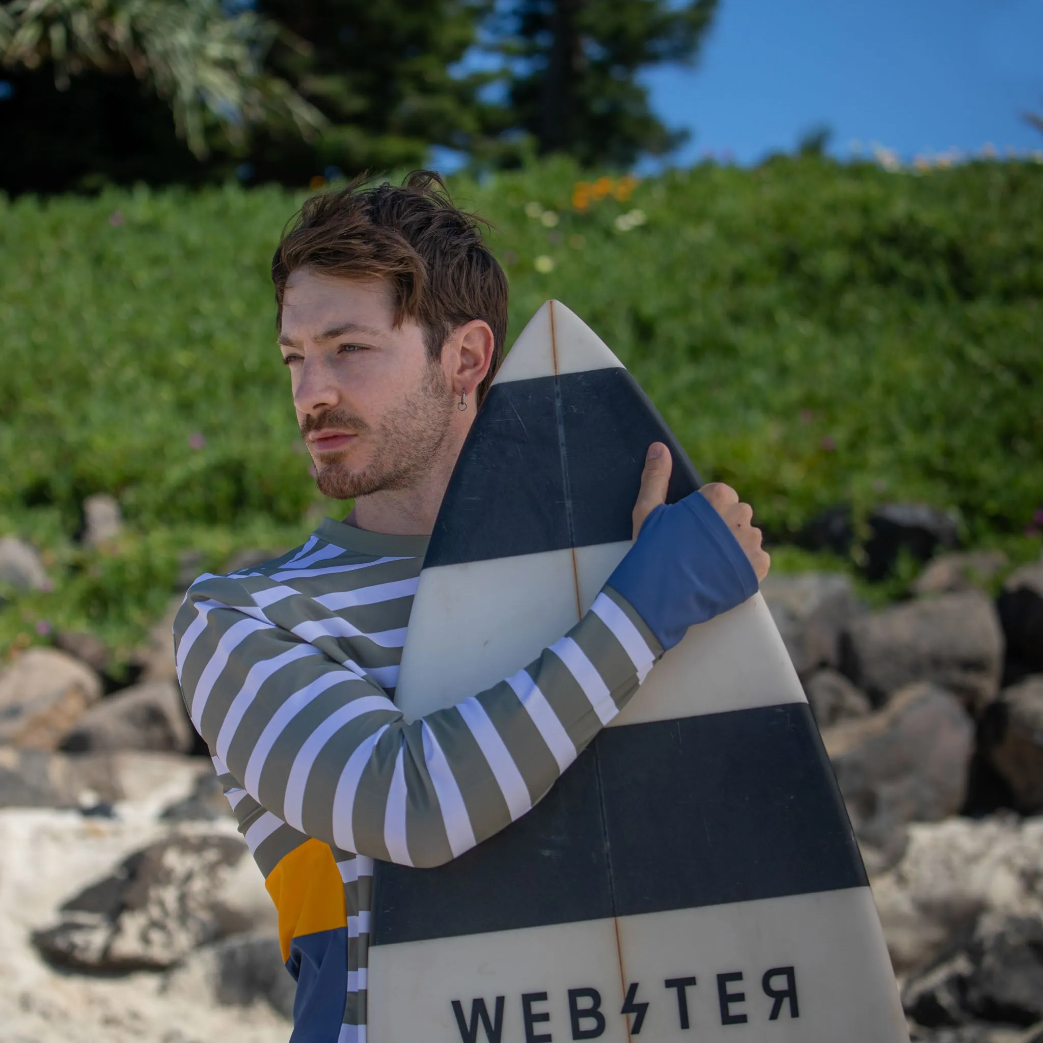 THE SUN SEEKER RASHIE | LONG SLEEVE |  STRIPE GREEN