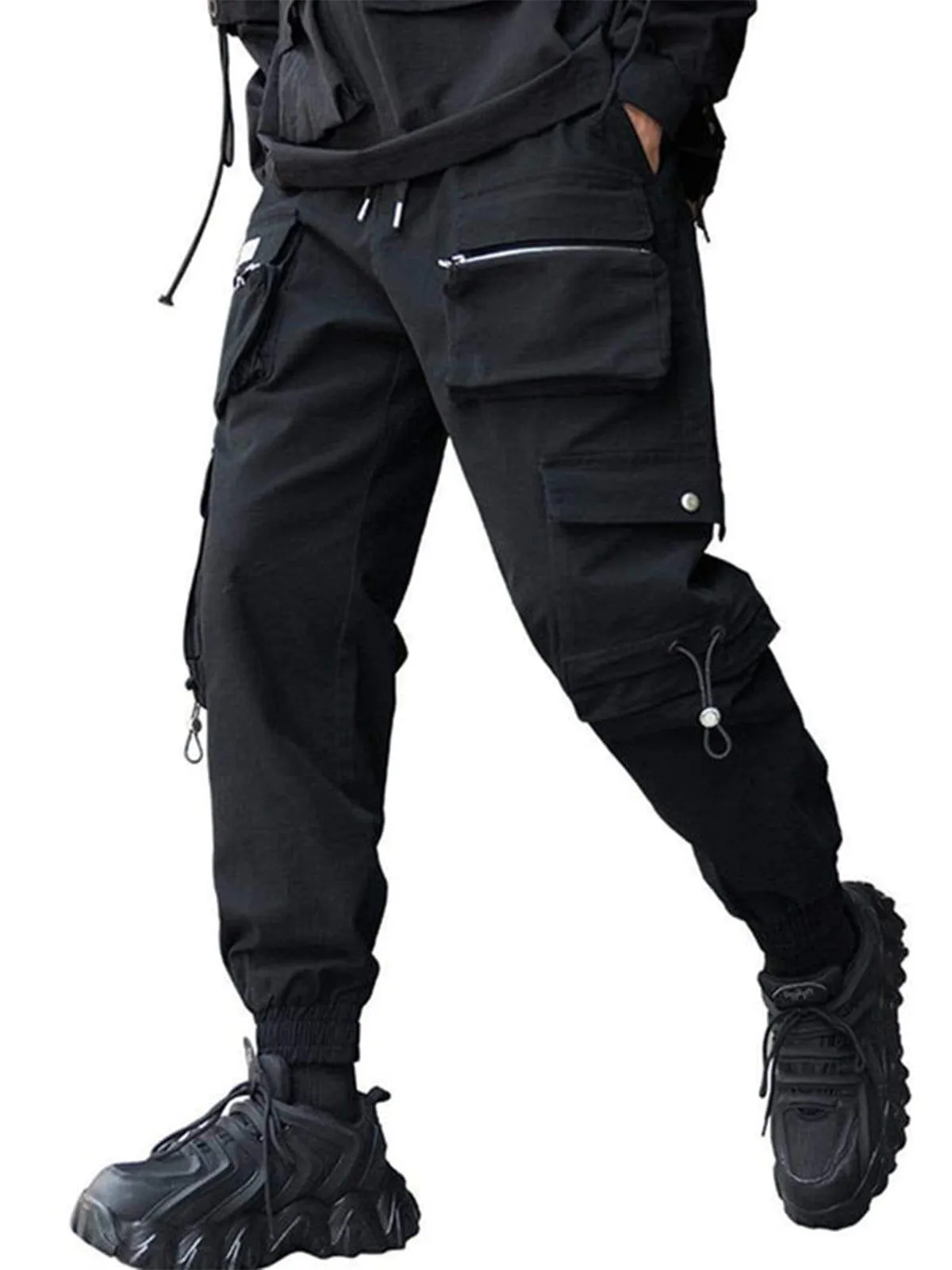 Three-dimensional Zipper Pockets Cargo Pants