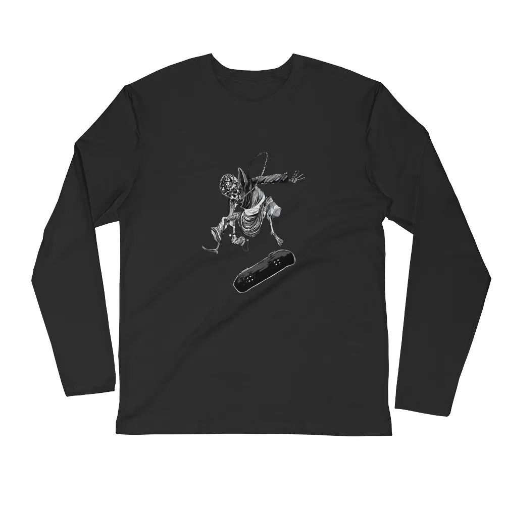 Tibetan Monk Doing Kick Flip Long Sleeve T-Shirt