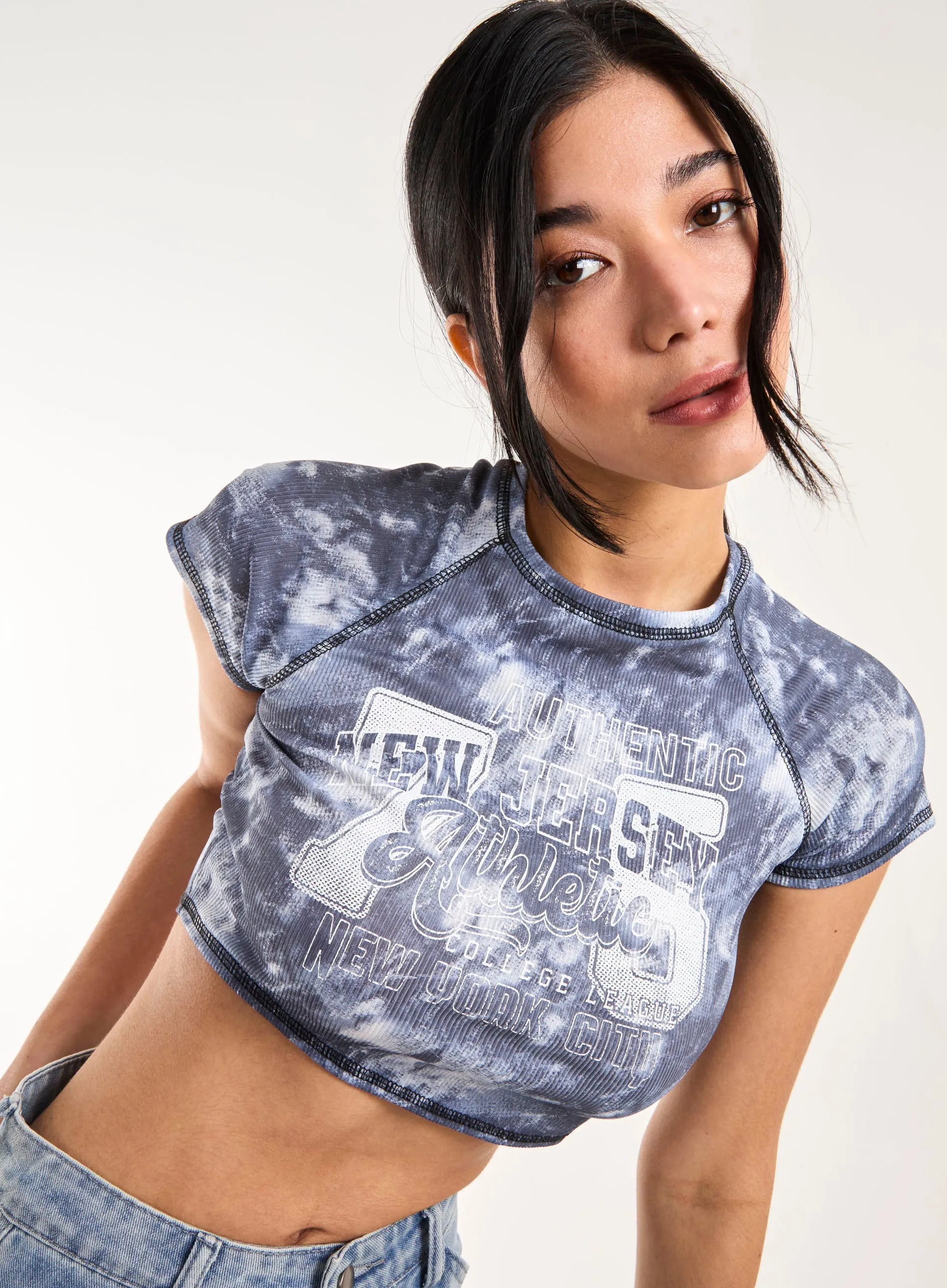 Tie Dye Graphic Ribbed T-shirt