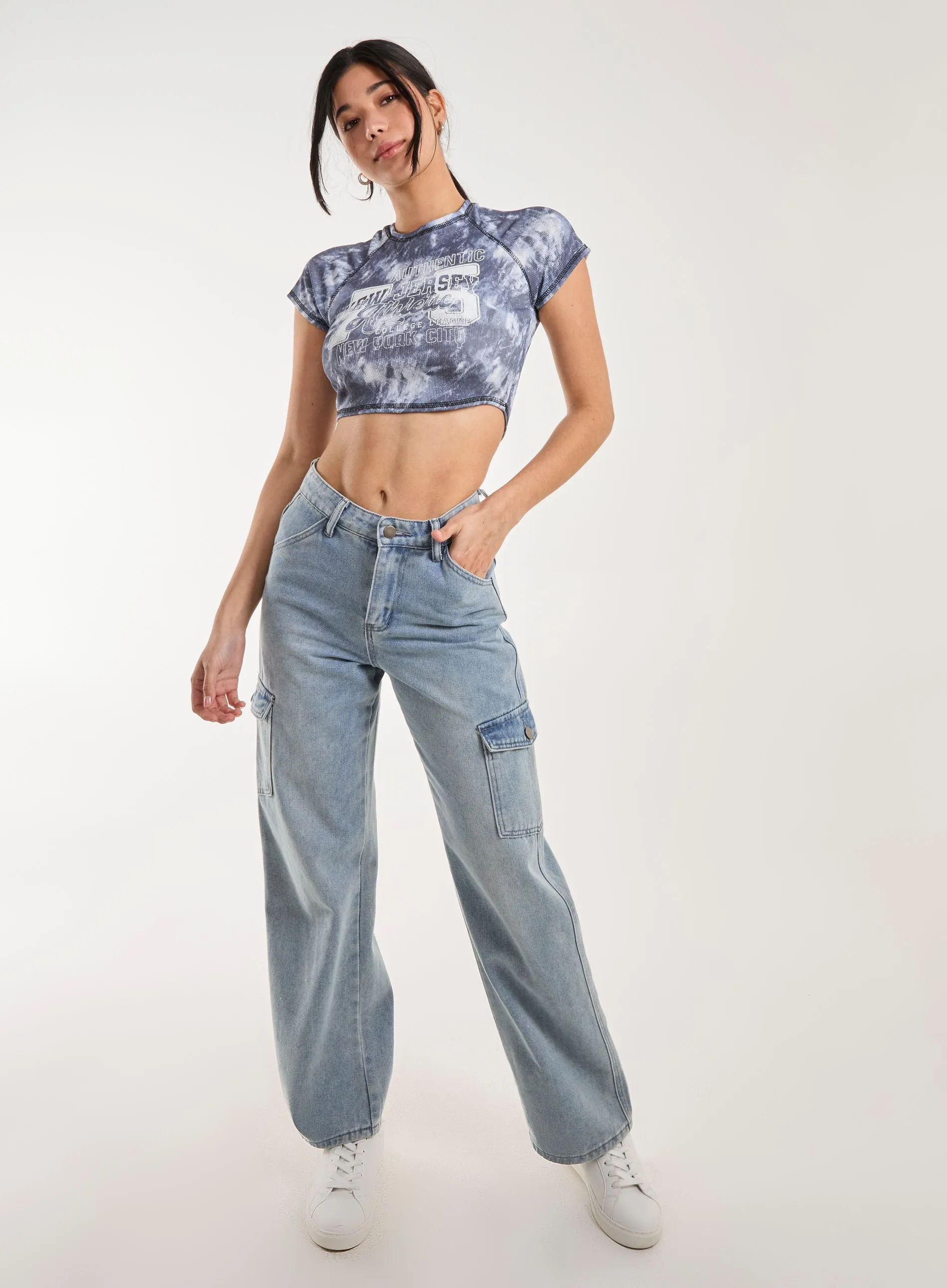 Tie Dye Graphic Ribbed T-shirt