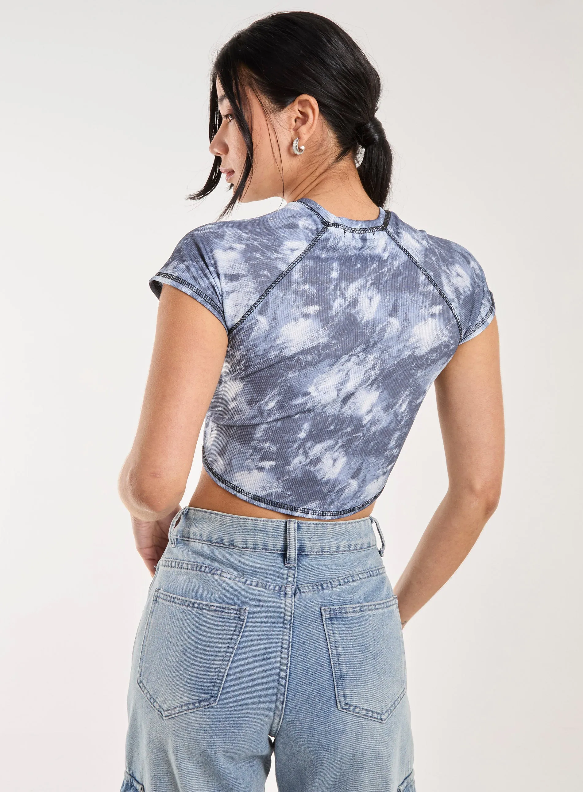 Tie Dye Graphic Ribbed T-shirt