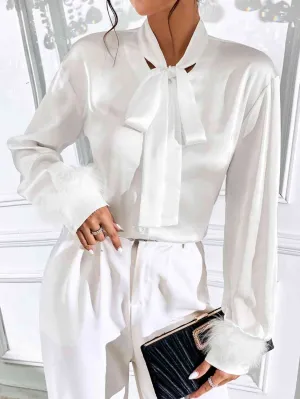 Tie Neck Long Sleeve Top