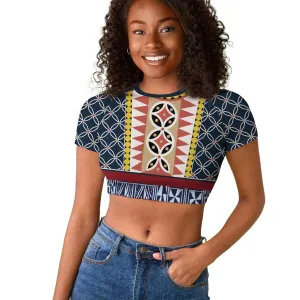 Toghu Bamenda Raglan Cropped T shirt Cameroon Traditional Pattern LT15