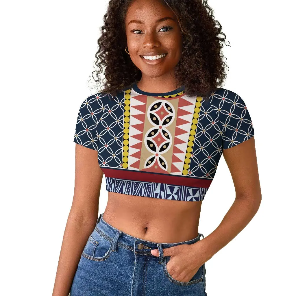 Toghu Bamenda Raglan Cropped T shirt Cameroon Traditional Pattern LT15