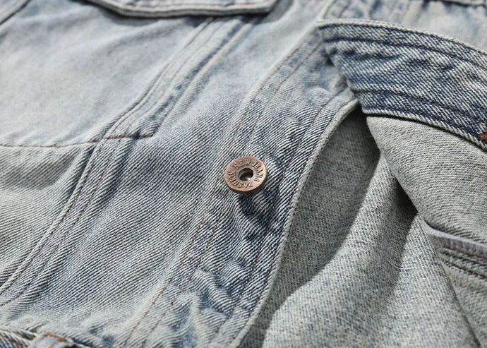 Trendy Men's Denim Trucker Jacket with Flap Pocket Detail