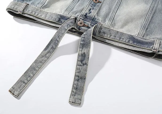 Trendy Men's Denim Trucker Jacket with Flap Pocket Detail