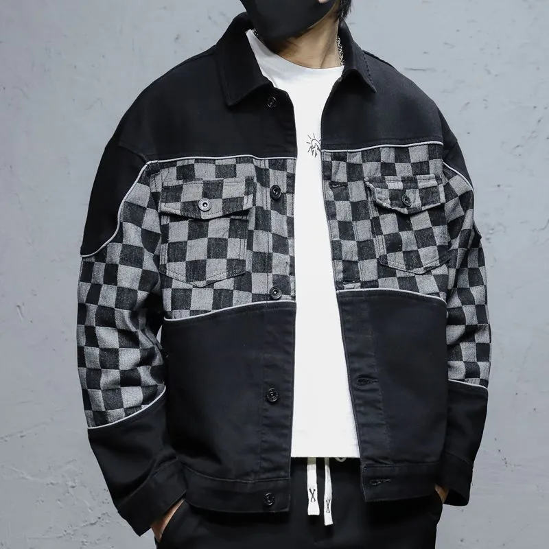 Trendy Men's Patchwork Denim Jacket for a Fashionable Look