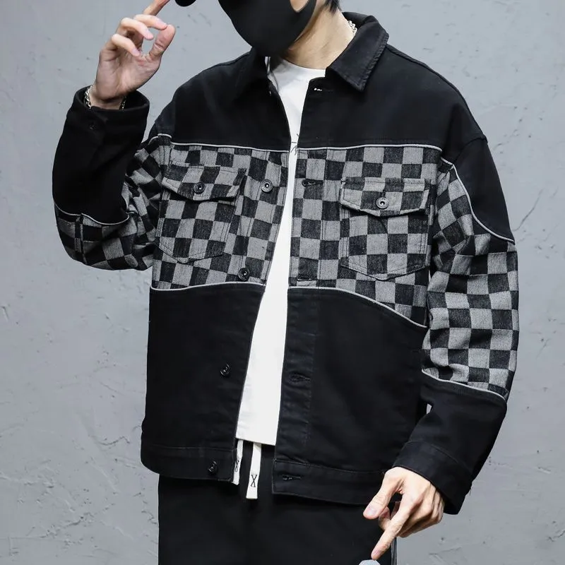 Trendy Men's Patchwork Denim Jacket for a Fashionable Look