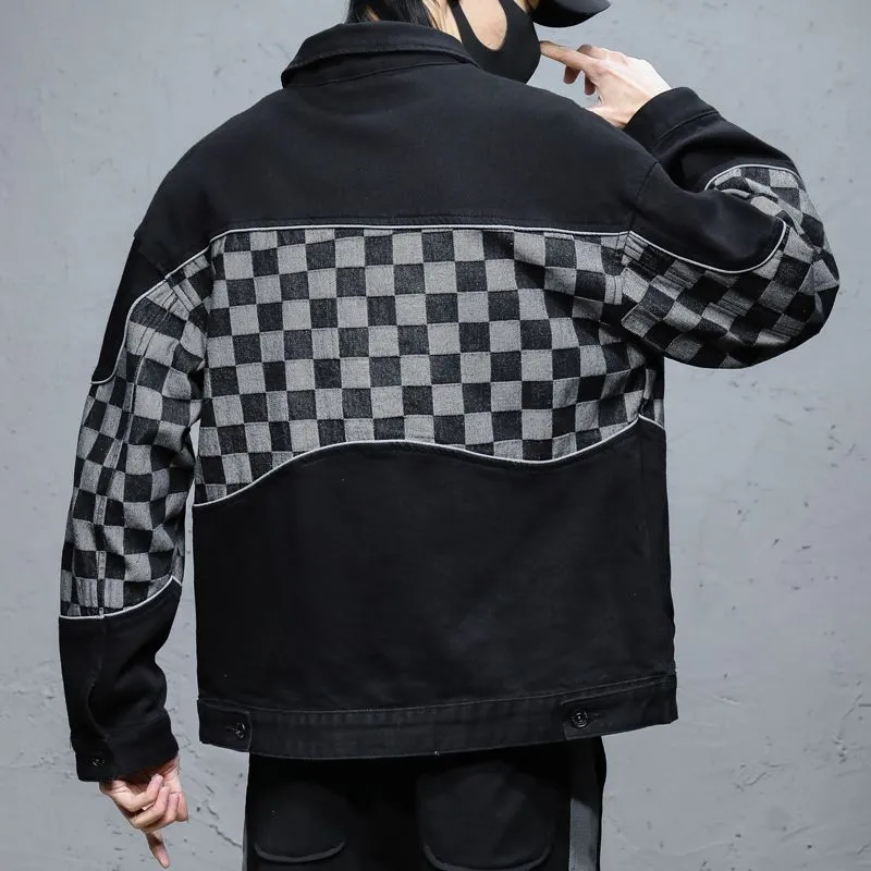 Trendy Men's Patchwork Denim Jacket for a Fashionable Look
