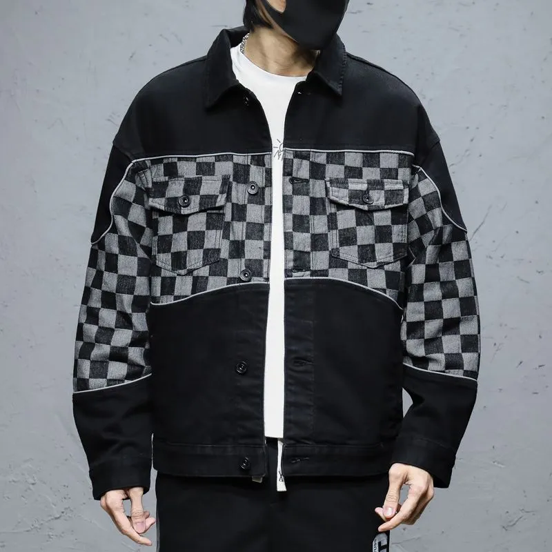 Trendy Men's Patchwork Denim Jacket for a Fashionable Look