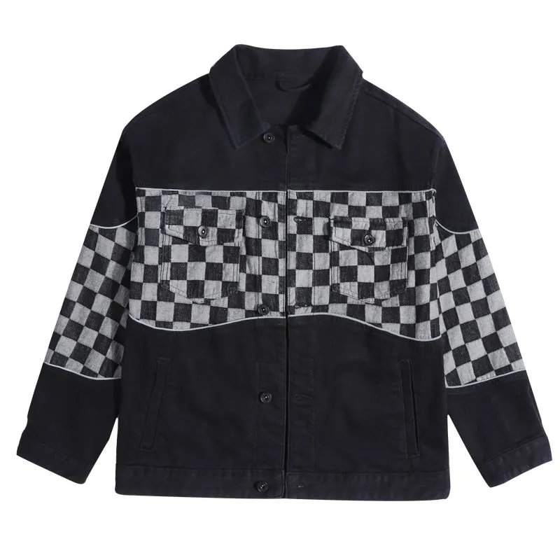 Trendy Men's Patchwork Denim Jacket for a Fashionable Look