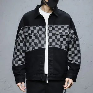 Trendy Men's Patchwork Denim Jacket for a Fashionable Look