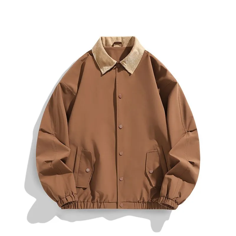 Trendy Men's Stand-Up Collar Trucker Jacket with Elastic Cuff