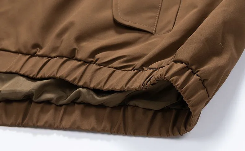Trendy Men's Stand-Up Collar Trucker Jacket with Elastic Cuff