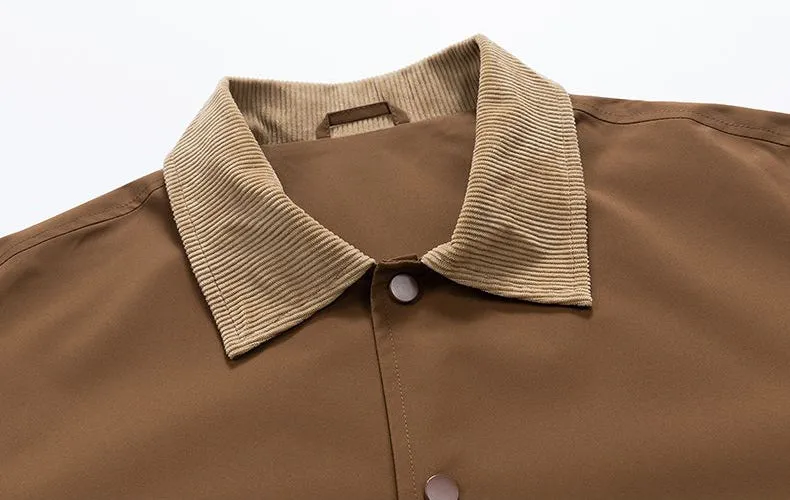 Trendy Men's Stand-Up Collar Trucker Jacket with Elastic Cuff