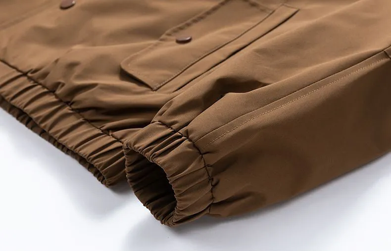 Trendy Men's Stand-Up Collar Trucker Jacket with Elastic Cuff